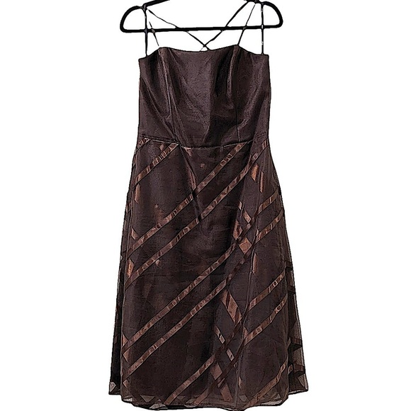 𝅺wtoo by Watters and Watters Brown Strapless Dress Size12 - Picture 1 of 7